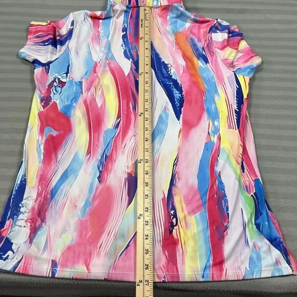 Acegolfs Polo Shirt Womens XL Multicolor Abstract Golf Stretch Short Sleeve - Picture 8 of 9